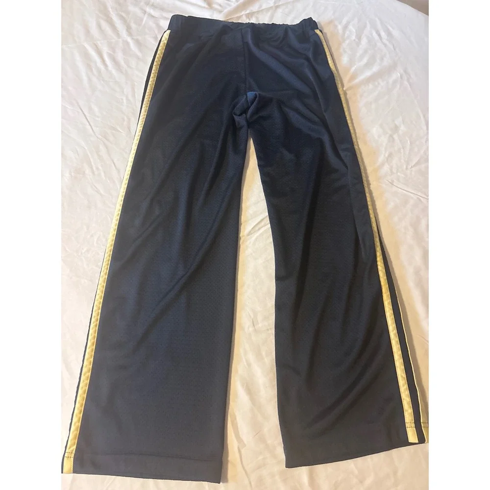 Nike Mesh Track Pants Boys M Navy Blue Excellent‎ Yellow Stripe Swoosh Athletic